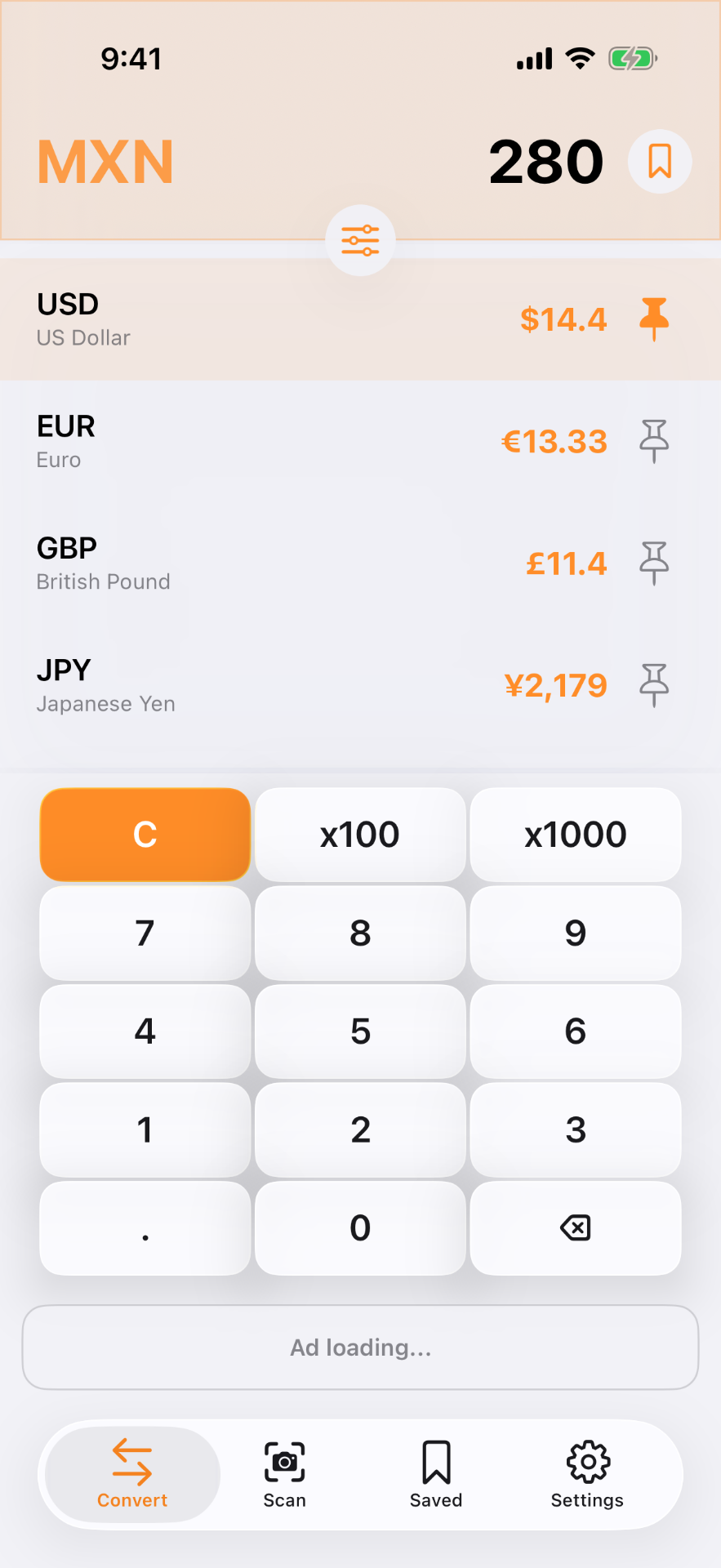 FX Cat converter screen